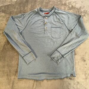 The North Face Henley Shirt Mens Medium Blue Long Sleeve Pocket Raglan Tee